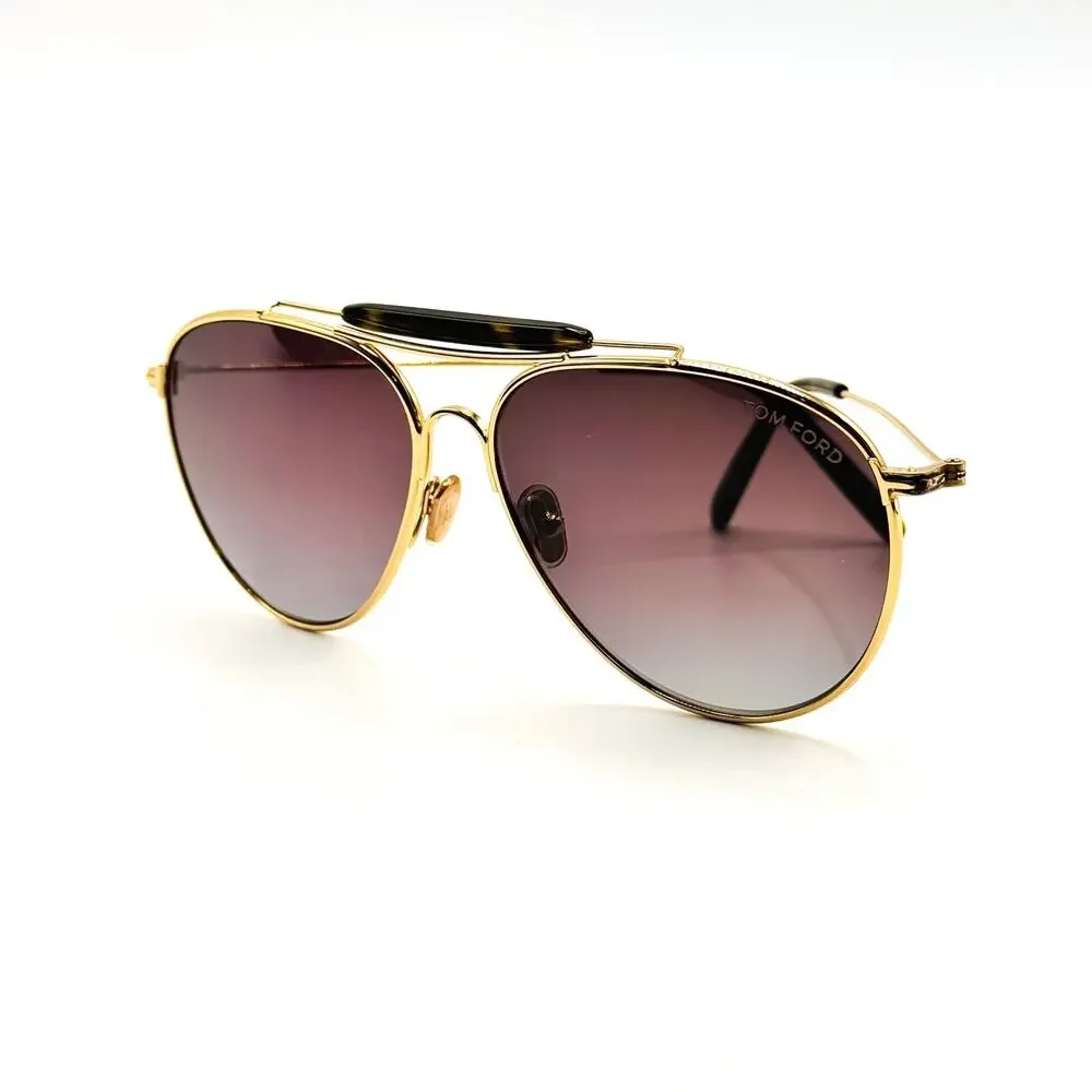 Tom Ford Sunglasses RAPHAEL-02 TF995 32F Gold Aviator Gradient Brown Lens 59mm